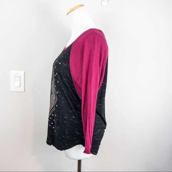 Roxy Diamond Raglan 3/4 Sleeve Tee - Size Small - Picture 7 of 7